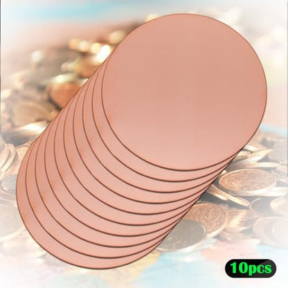 Uxney Copper Round Plate,1-1/4"Diameter 24Ga 0.5mm Thickness Copper Metal Sheet for Crafts,DIY, Jewelry, Electrical, Repair, Industrial(10 Pac)