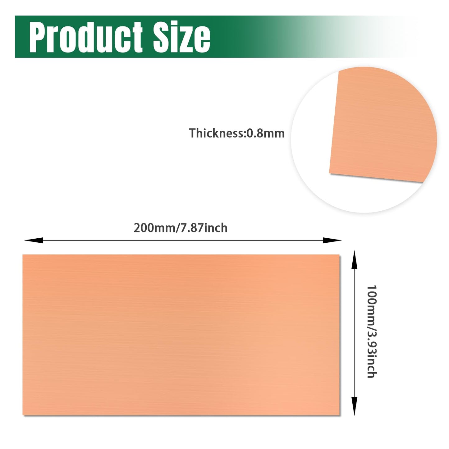 Uxney Copper Sheet Metal,4" x 8"-20 Gauge(0.8mm) Thickness,99.9% Pure Copper Plates for DIY, Jewelry, Electrical, Repair, Industrial(2 Pac）