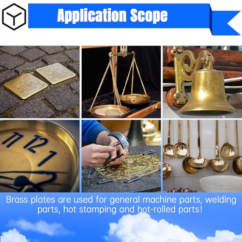 Uxney Brass Sheet,2" x 4"-18 Gauge(1mm) Thickness,99.9% Pure Brass Plates for DIY, Jewelry, Electrical, Repair, Industrial(2 Pac）