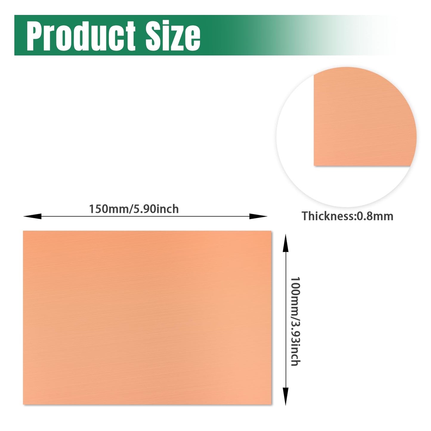 Uxney Copper Sheet Metal,4" x 6"-20 Gauge(0.8mm) Thickness,99.9% Pure Copper Plates for DIY, Jewelry, Electrical, Repair, Industrial(2 Pac）