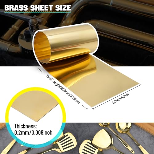 Uxney Brass Sheet Roll, Gold Foil Sheets 1000mm x 150mm x 0.2mm for Crafts, Electrical Repairs, DIY Projects