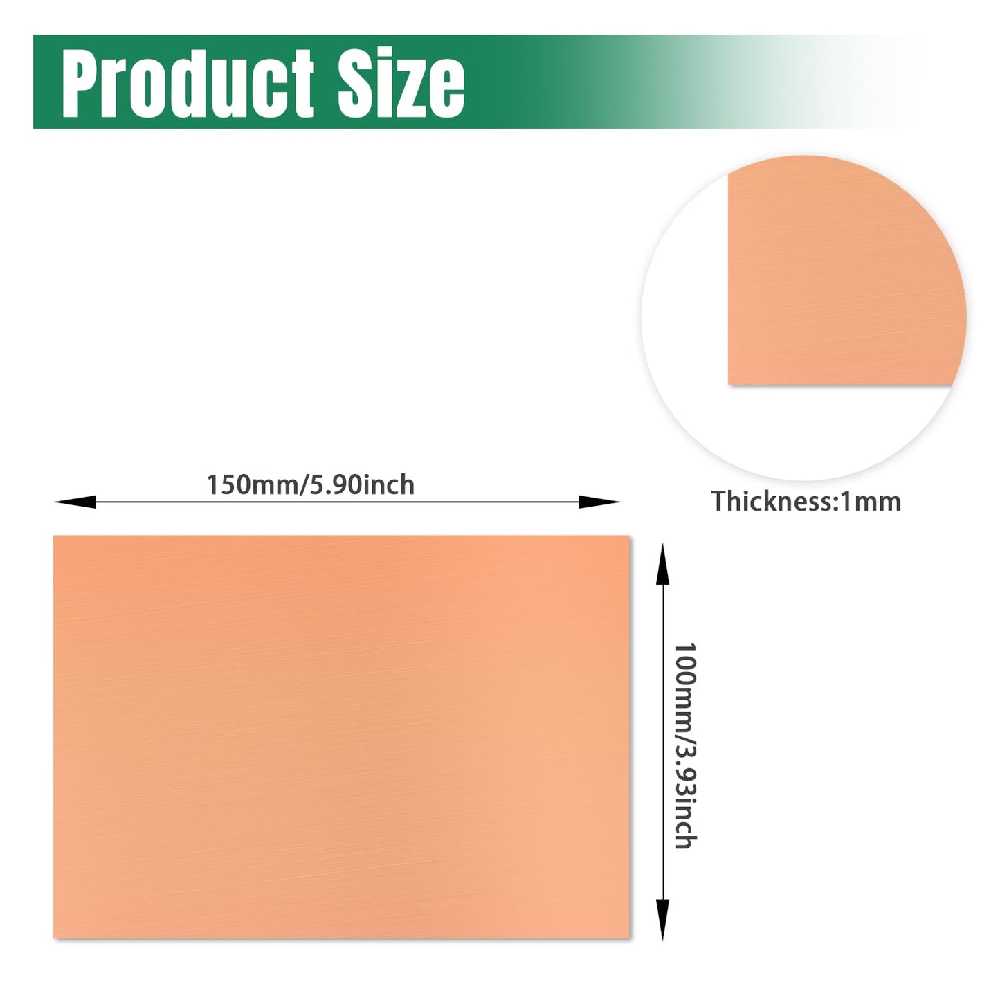 Uxney Copper Sheet Metal,4" x 6"-18 Gauge(1mm) Thickness,99.9% Pure Copper Plates for DIY, Jewelry, Electrical, Repair, Industrial(2 Pac）
