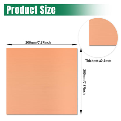 Uxney Copper Sheet Metal,8" x 8"-24 Gauge(0.5mm) Thickness,99.9% Pure Copper Plates for DIY, Jewelry, Electrical, Repair, Industrial(2 Pac）