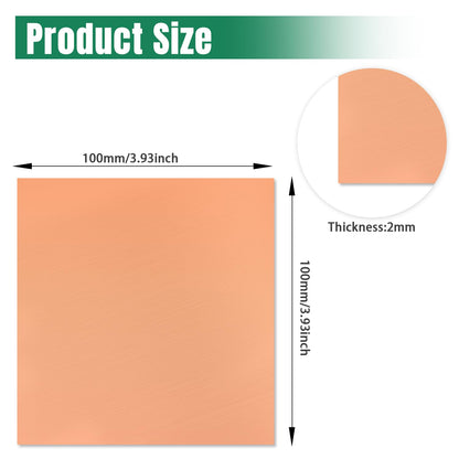 Uxney Copper Sheet Metal,4" x 4"-14 Gauge(2mm) Thickness,99.9% Pure Copper Plates for DIY, Jewelry, Electrical, Repair, Industrial(1 Pac）