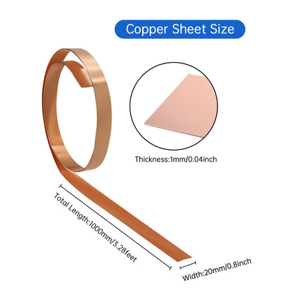 Uxney Copper Sheet Roll,Copper Flashing Roll 1000x20x1mm(LxWxT) Applicable to Various House Repair and DIY Projects