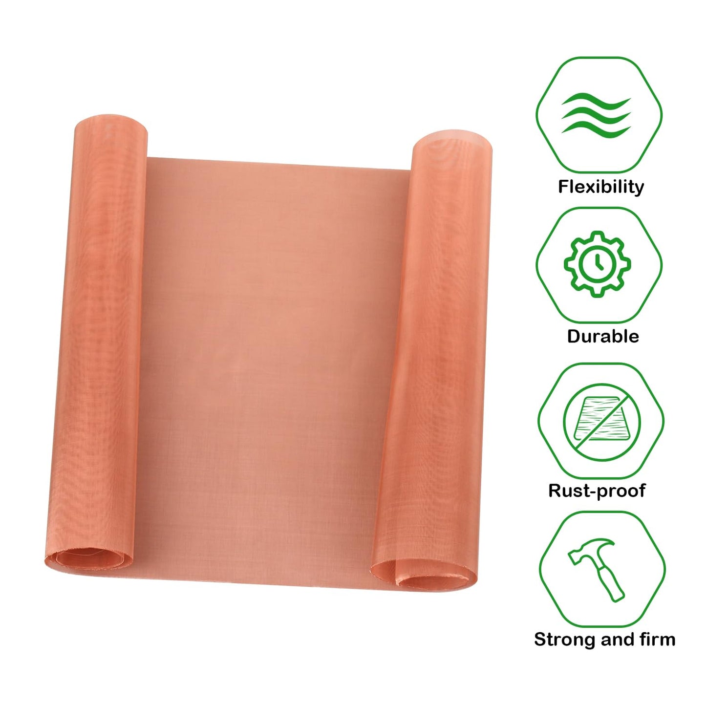 Uxney Copper Mesh Screen 11.8" x 39.4", 40 Mesh Copper Screen, Woven Wire Mesh Screen for Dense Filter 99.9% Pure Copper Fabric DIY Kit Window Protection