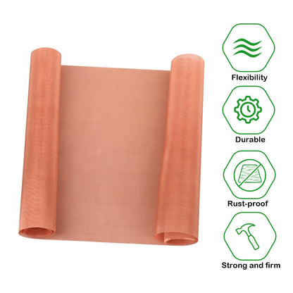 Uxney Copper Mesh Screen 11.8" x 39.4", 40 Mesh Copper Screen, Woven Wire Mesh Screen for Dense Filter 99.9% Pure Copper Fabric DIY Kit Window Protection