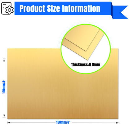 Uxney Brass Sheet,4" x 6"-20 Gauge(0.8mm) Thickness,99.9% Pure Brass Plates for DIY, Jewelry, Electrical, Repair, Industrial(2 Pac）