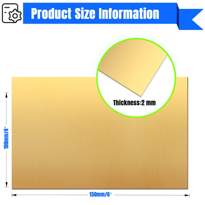 Uxney Brass Sheet,4" x 6"-14 Gauge(2mm) Thickness,99.9% Pure Brass Plates for DIY, Jewelry, Electrical, Repair, Industrial(1 Pac）