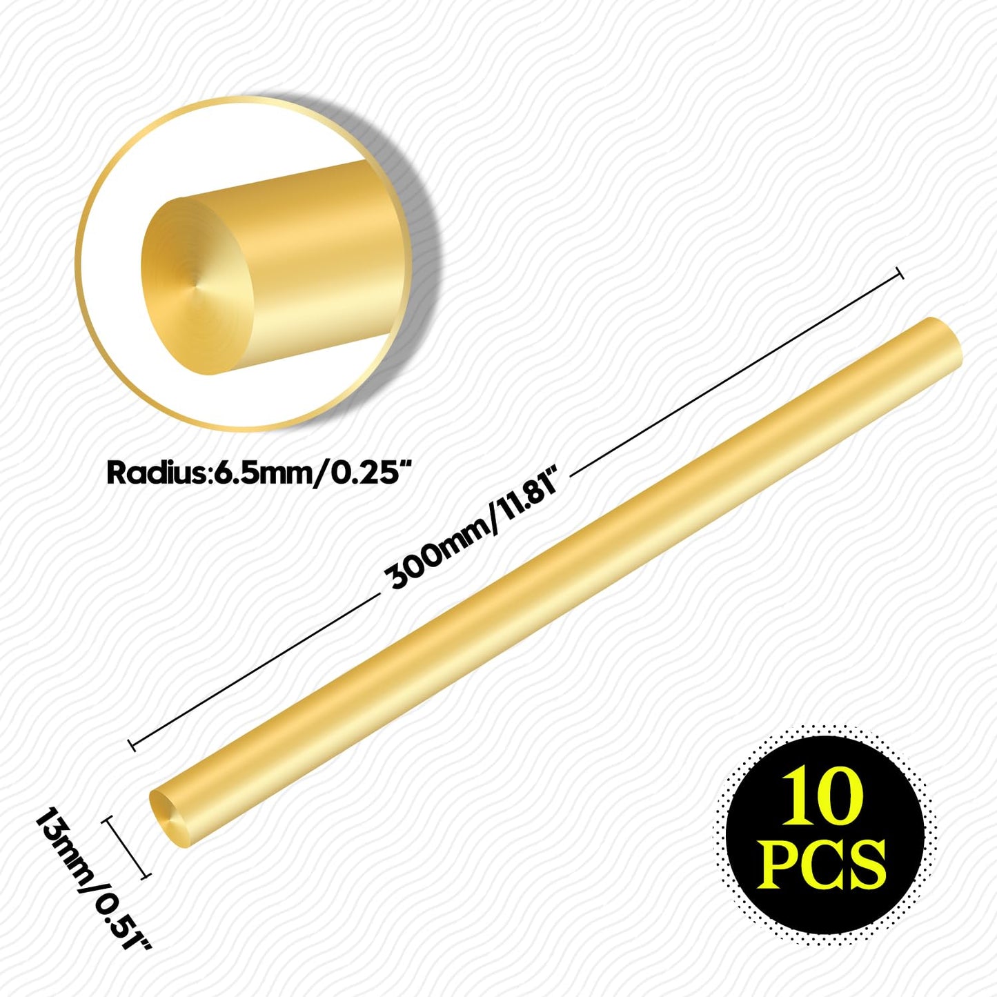 Uxney Brass Rods，1/4"Dia 12" Length Brass Solid Round Rod for DIY、Craft、Hardware（10 pcs）