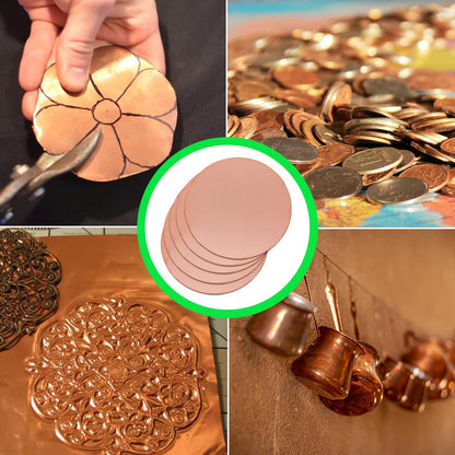 Uxney Copper Round Plate, 3"Diameter 12Ga 2mm Thickness Copper Metal Sheet for Crafts,DIY, Jewelry, Electrical, Repair, Industrial(5 Pac)