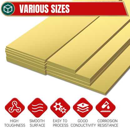 Uxney Brass Flat Bar 3/16"Thickness x 2"Width x 12"Length Brass Bar Stock Brass Rods for Crafts,Models, Repairs, Electrical