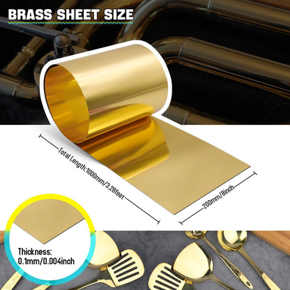 Uxney Brass Sheet Roll, Gold Foil Sheets 1000mm x 200mm x 0.1mm for Crafts, Electrical Repairs, DIY Projects