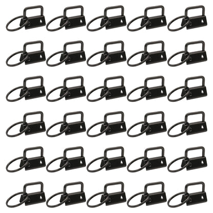 Uxney Key fob Hardware,30 PCS 1 Inch Key fob Keychain with Keychain Rings for Bag Webbing Wristlets Lanyards and Key Chain Making Hardware Supplies(Black)