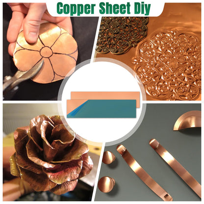 Uxney Copper Sheet Metal,2" x 8"-20 Gauge(0.8mm) Thickness,99.9% Pure Copper Plates for DIY, Jewelry, Electrical, Repair, Industrial(2 Pac）