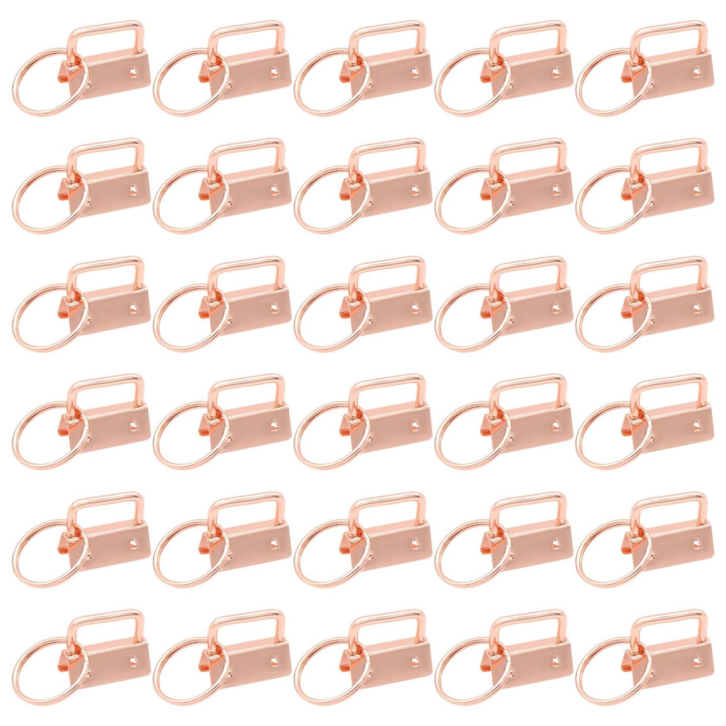 Uxney Key fob Hardware,30 PCS 1 Inch Key fob Keychain with Keychain Rings for Bag Webbing Wristlets Lanyards(Rose Gold)