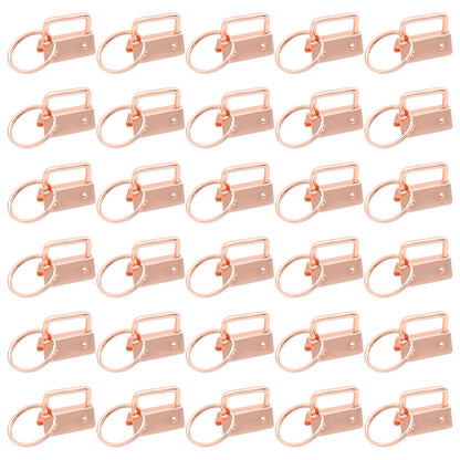 Uxney Key fob Hardware,30 PCS 1 Inch Key fob Keychain with Keychain Rings for Bag Webbing Wristlets Lanyards(Rose Gold)