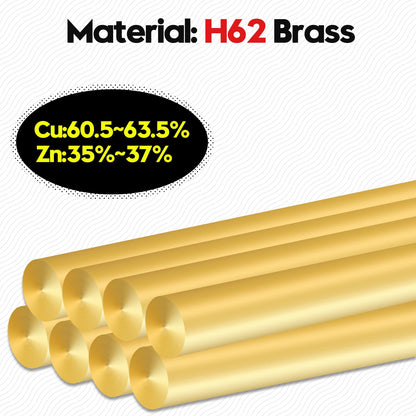Uxney Brass Rods，1/2"Dia 8" Length Brass Solid Round Rod for DIY、Craft、Hardware（5 pcs）