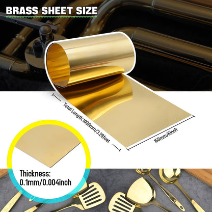 Uxney Brass Sheet Roll, Gold Foil Sheets 1000mm x 150mm x 0.1mm for Crafts, Electrical Repairs, DIY Projects