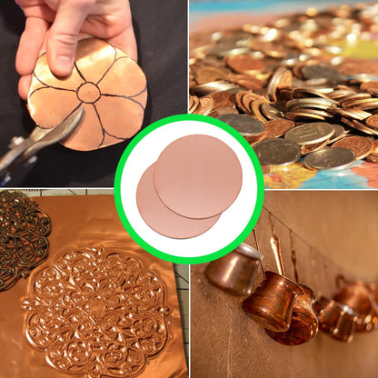 Uxney Copper Round Plate, 8"Diameter 24Ga 0.5mm Thickness Copper Metal Sheet for Crafts,DIY, Jewelry, Electrical, Repair, Industrial(2 Pac)