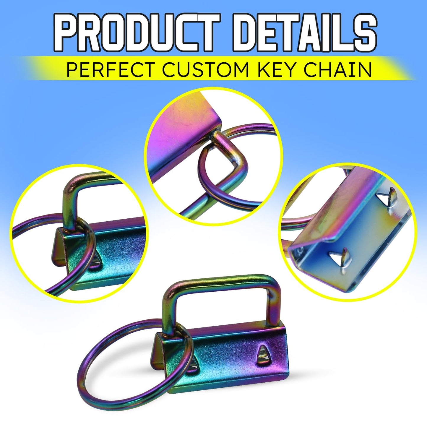 Uxney Key fob Hardware,30 PCS 1 Inch Key fob Keychain with Keychain Rings for Bag Webbing Wristlets Lanyards and Key Chain Making Hardware Supplies(Seven Colors)