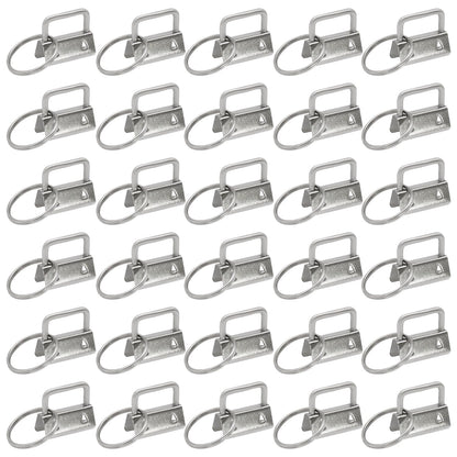 Uxney Key fob Hardware,30 PCS 1 Inch Key fob Keychain with Keychain Rings for Bag Webbing Wristlets Lanyards(Silver)