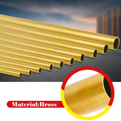 Uxney 1/2"OD Brass Tube, 0.5 mm Wall Thickness 10" Length Brass Round Pipe Widely used in various industrial applications(2 Pcs)