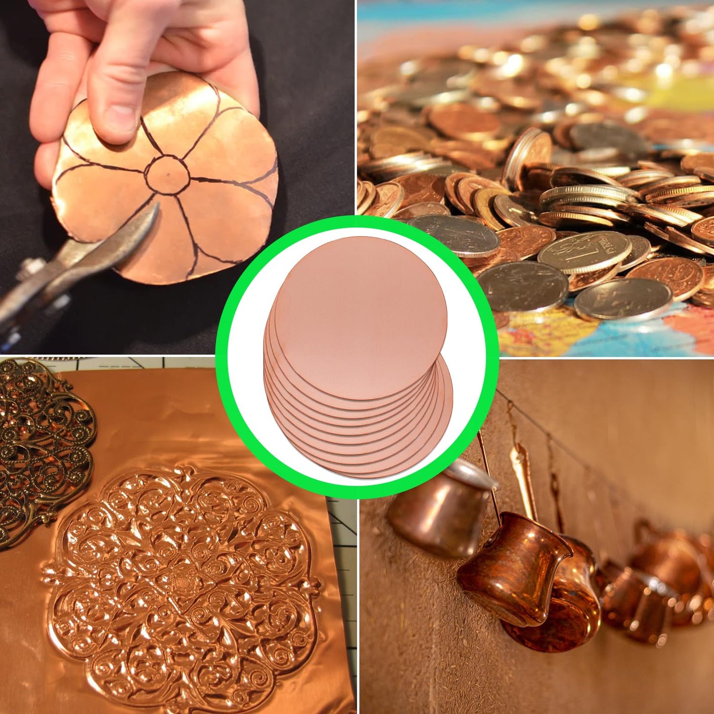 Uxney Copper Round Plate,3/4"Diameter 24Ga 0.5mm Thickness Copper Metal Sheet for Crafts,DIY, Jewelry, Electrical, Repair, Industrial(10 Pac)
