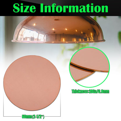 Uxney Copper Round Plate, 2-1/2"Diameter 20Ga 0.8mm Thickness Copper Metal Sheet for Crafts,DIY, Jewelry, Electrical, Repair, Industrial(10 Pac)