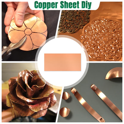 Uxney Copper Sheet Metal,2" x 4"-16 Gauge(1.5mm) Thickness,99.9% Pure Copper Plates for DIY, Jewelry, Electrical, Repair, Industrial(1 Pac）