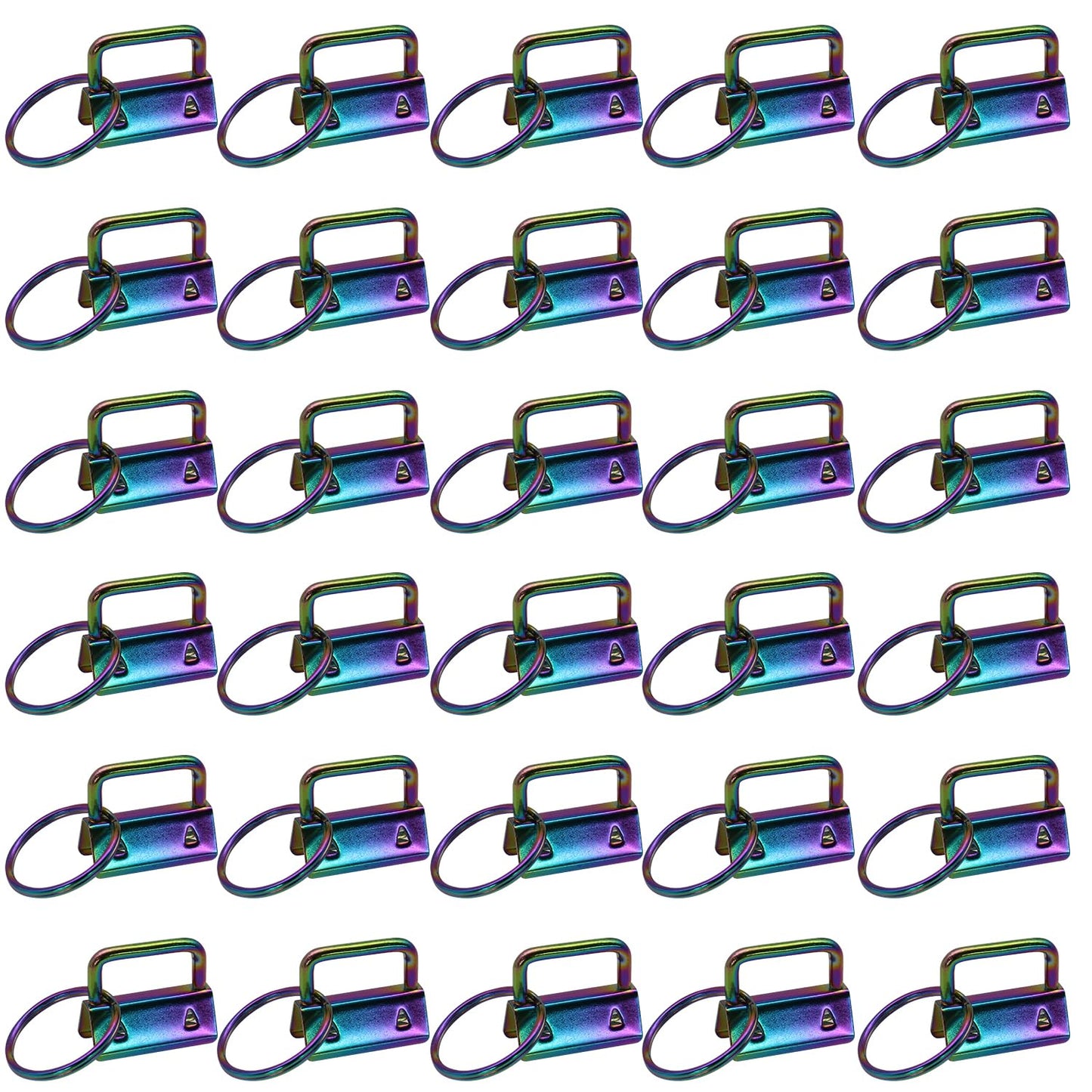 Uxney Key fob Hardware,30 PCS 1 Inch Key fob Keychain with Keychain Rings for Bag Webbing Wristlets Lanyards and Key Chain Making Hardware Supplies(Seven Colors)