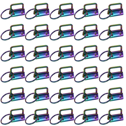 Uxney Key fob Hardware,30 PCS 1 Inch Key fob Keychain with Keychain Rings for Bag Webbing Wristlets Lanyards and Key Chain Making Hardware Supplies(Seven Colors)