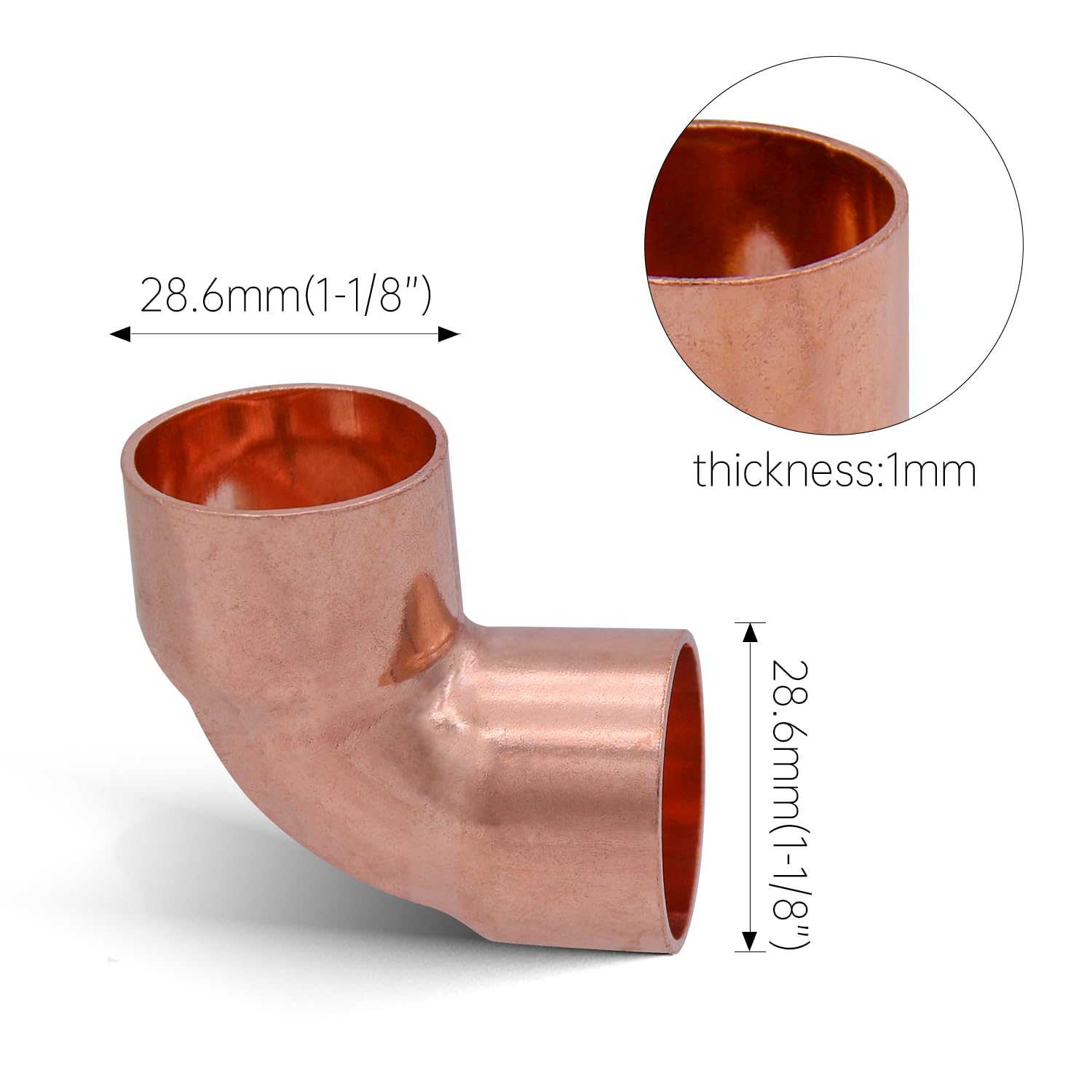 99.95 copper elbow 90° elbow - 1-1/8 id detail 4