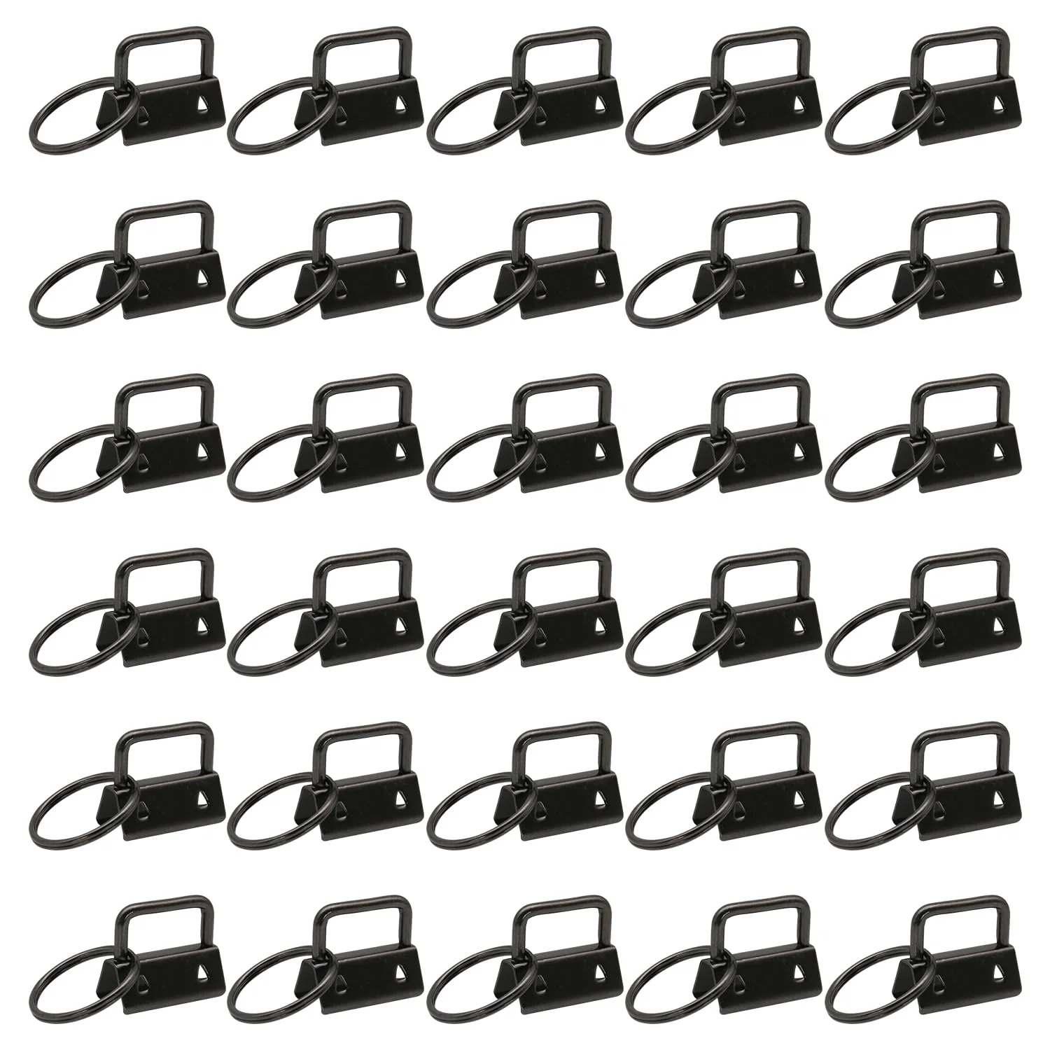 Uxney Key fob Hardware,30 PCS 1 Inch Key fob Keychain with Keychain Rings for Bag Webbing Wristlets Lanyards and Key Chain Making Hardware Supplies(Black)