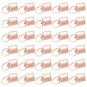 Uxney Key fob Hardware,30 PCS 1 Inch Key fob Keychain with Keychain Rings for Bag Webbing Wristlets Lanyards(Rose Gold)