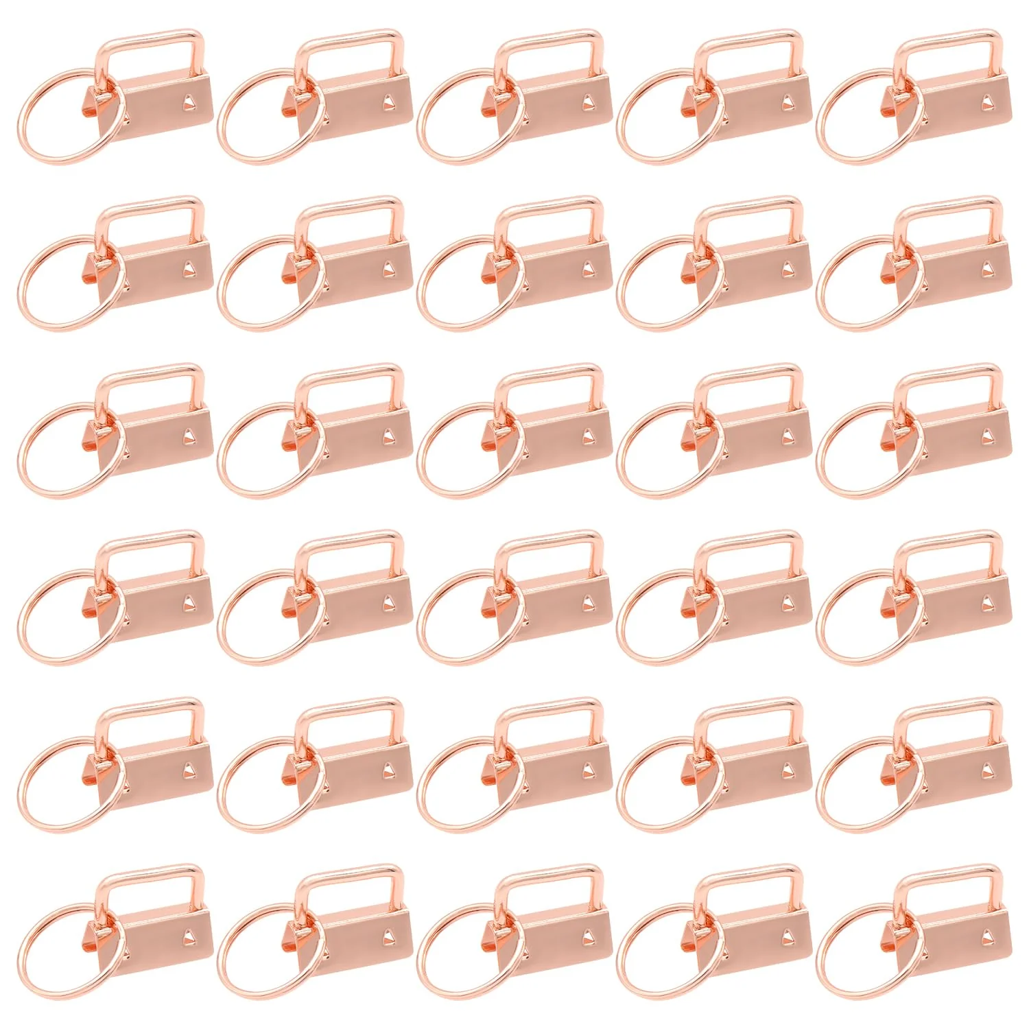 Uxney Key fob Hardware,30 PCS 1 Inch Key fob Keychain with Keychain Rings for Bag Webbing Wristlets Lanyards(Rose Gold)