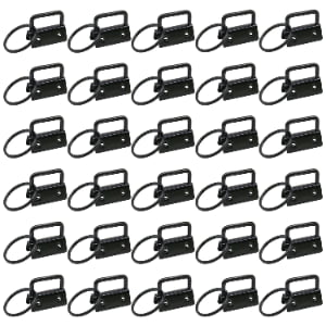Uxney Key fob Hardware,30 PCS 1 Inch Key fob Keychain with Keychain Rings for Bag Webbing Wristlets Lanyards(Blue-Brown)