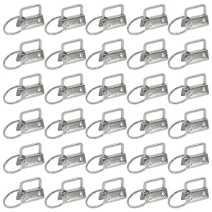 Uxney Key fob Hardware,30 PCS 1 Inch Key fob Keychain with Keychain Rings for Bag Webbing Wristlets Lanyards(Silver)