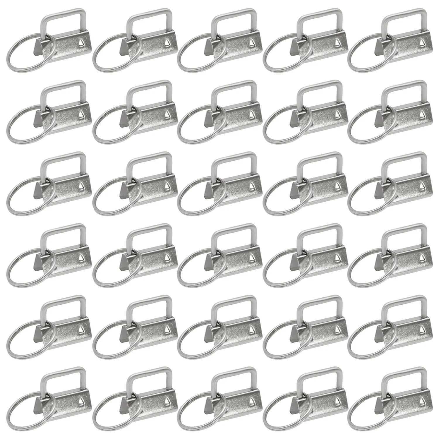 Uxney Key fob Hardware,30 PCS 1 Inch Key fob Keychain with Keychain Rings for Bag Webbing Wristlets Lanyards(Silver)