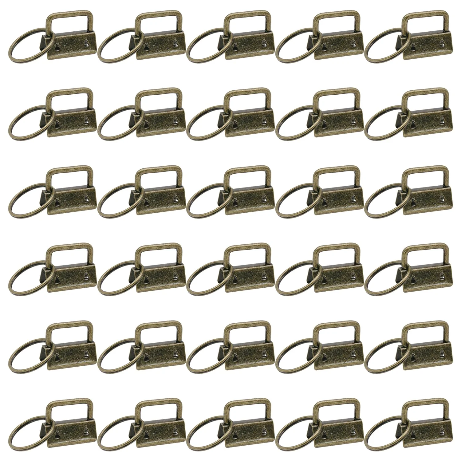 Uxney Key fob Hardware,30 PCS 1 Inch Key fob Keychain with Keychain Rings for Bag Webbing Wristlets Lanyards and Key Chain Making Hardware Supplies(Bronze)