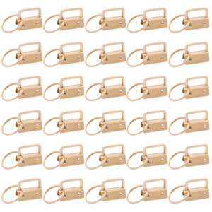 Uxney Key fob Hardware,30 PCS 1 Inch Key fob Keychain with Keychain Rings for Bag Webbing Wristlets Lanyards(Light Gold)