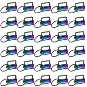 Uxney Key fob Hardware,30 PCS 1 Inch Key fob Keychain with Keychain Rings for Bag Webbing Wristlets Lanyards and Key Chain Making Hardware Supplies(Seven Colors)