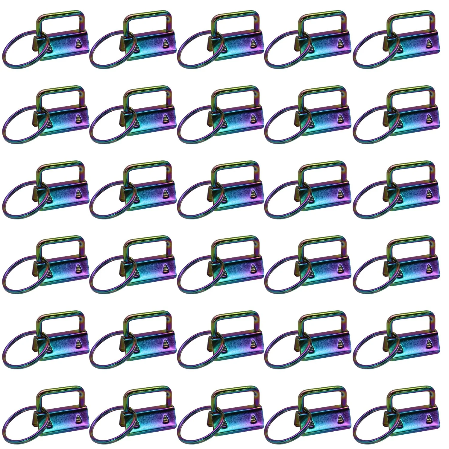 Uxney Key fob Hardware,30 PCS 1 Inch Key fob Keychain with Keychain Rings for Bag Webbing Wristlets Lanyards and Key Chain Making Hardware Supplies(Seven Colors)