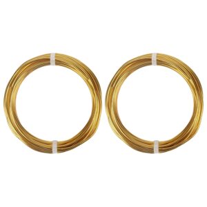 2 Rolls Aluminum Craft Wire, 12 Gauge (2mm) Flexible Metal Wire for Jewelry Making, 32.8 Ft (16.4 Ft/Roll) Bendable Armature Wire for Bonsai, Sculpting and DIY Crafts [Gold]