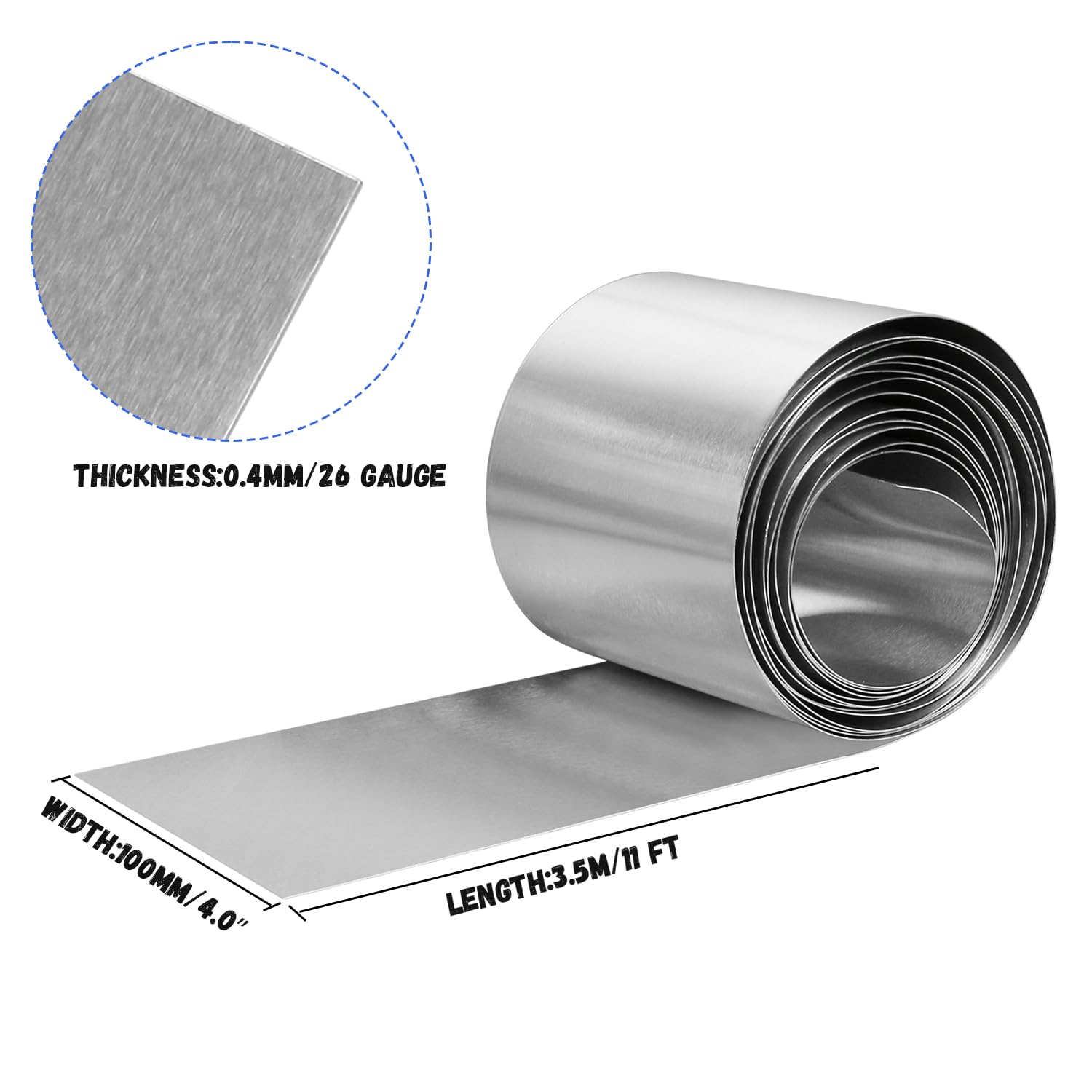 Uxneymetal Aluminum Flashing Roll 4 Inch x 11 Ft, 27 Gauge Roof Flashing Metal Roll, Flexible and Bendable Aluminum Sheet Metal Strip for Roof Repair, Sealing, Siding, and DIY Projects