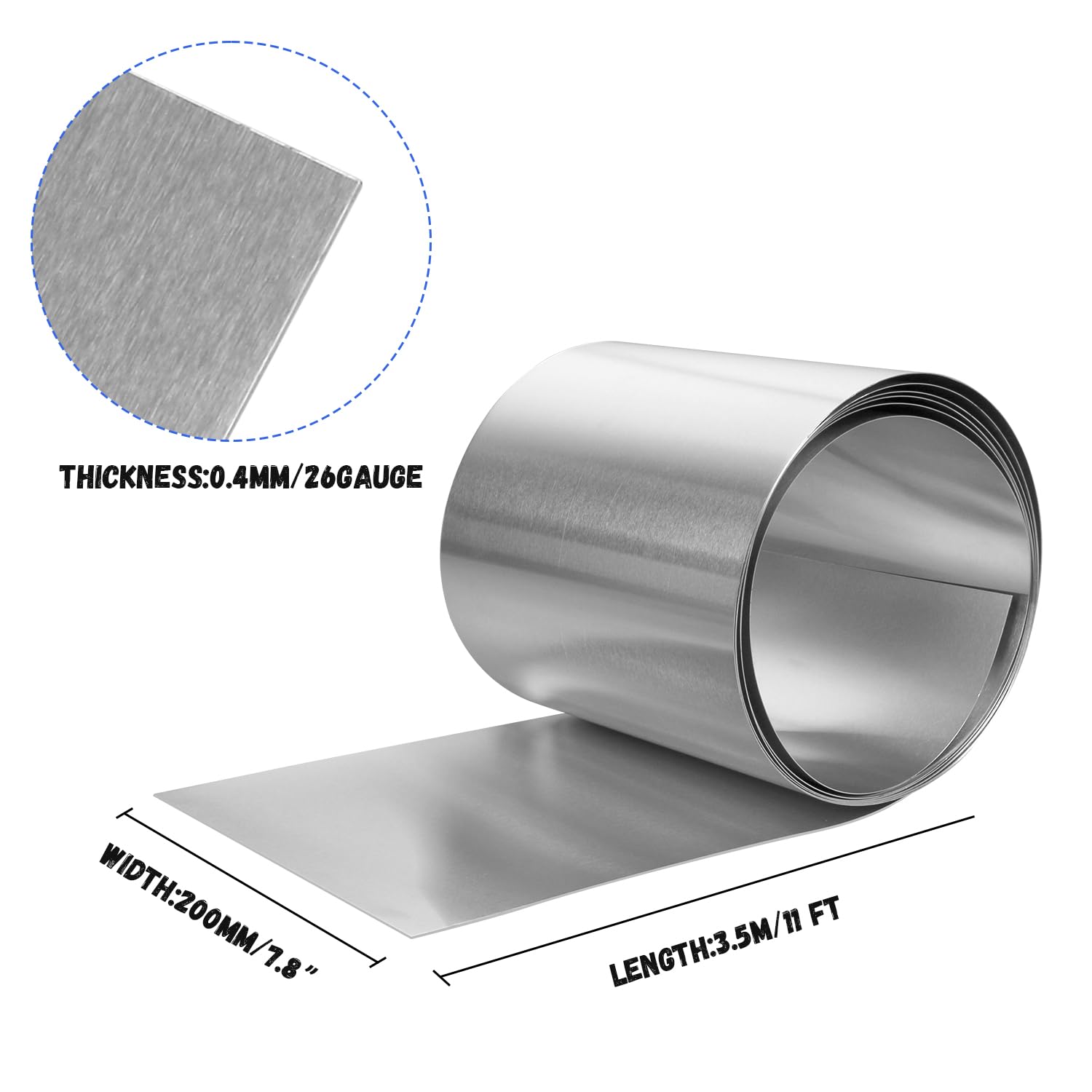Uxneymetal Aluminum Flashing Roll 7.8 Inch x 11 Ft, 27 Gauge Roof Flashing Metal Roll, Flexible and Bendable Aluminum Sheet Metal Strip for Roof Repair, Sealing, Siding, and DIY Projects