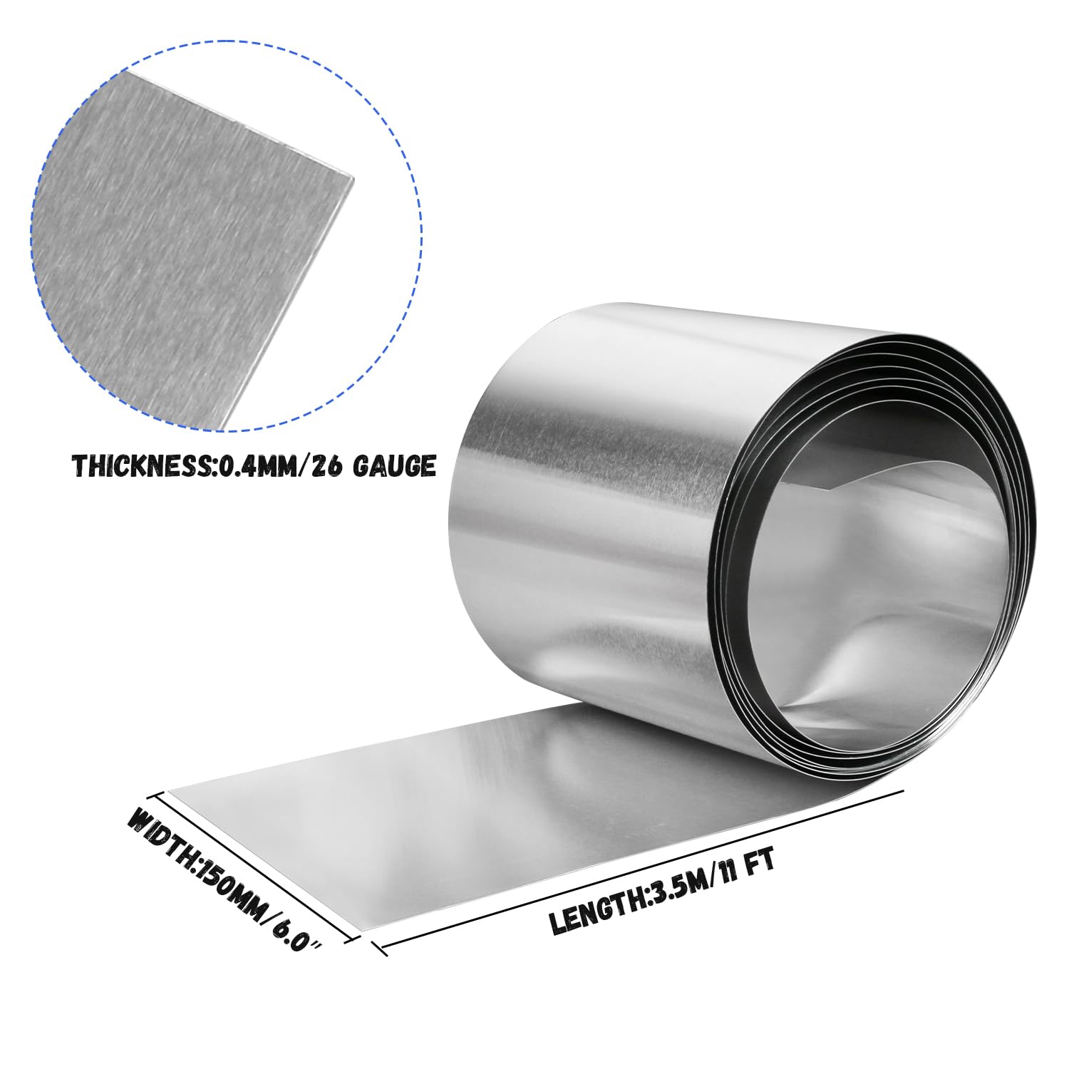 Uxneymetal Aluminum Flashing Roll 6 Inch x 11 Ft, 27 Gauge Roof Flashing Metal Roll, Flexible and Bendable Aluminum Sheet Metal Strip for Roof Repair, Sealing, Siding, and DIY Projects