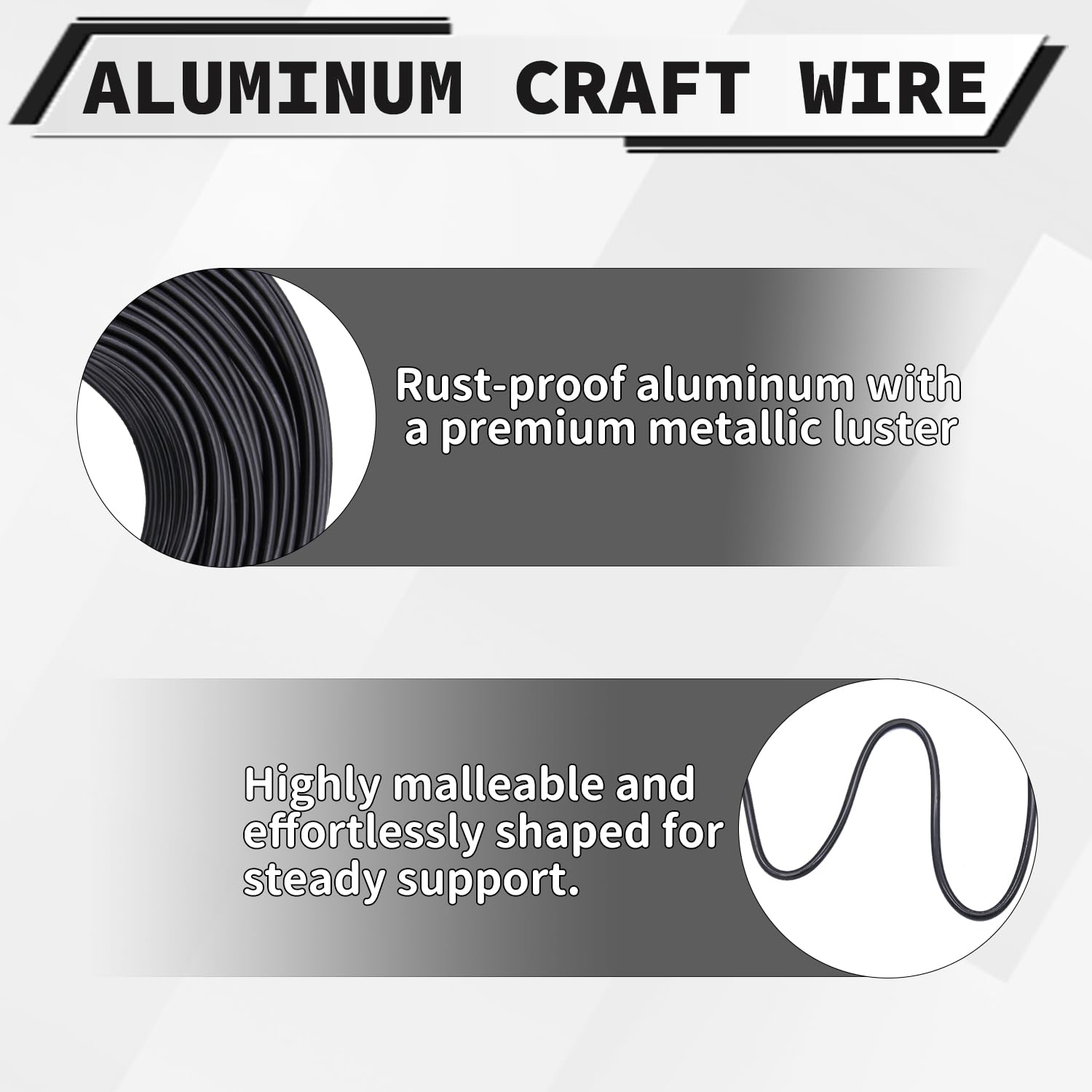 12 Gauge Aluminum Craft Wire, 100 Feet 2mm Bendable Metal Wire for Jewelry Making, Sculpting and Floral Design, Soft Armature Wire for DIY Crafts (Black)