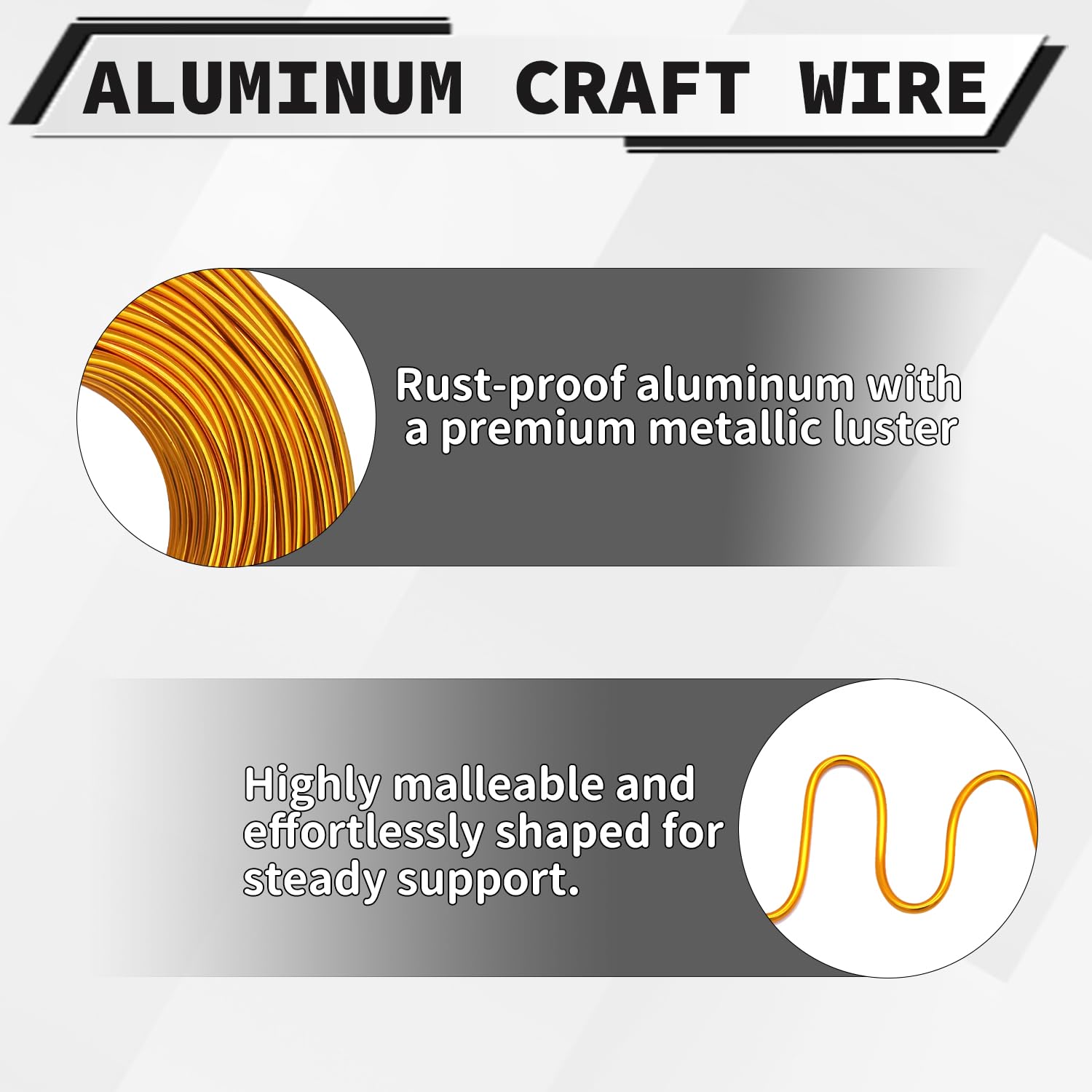 9 Gauge Aluminum Craft Wire, 100 Feet 3mm Bendable Metal Wire for Jewelry Making, Sculpting and Floral Design, Soft Armature Wire for DIY Crafts (Yellow Gold)