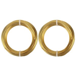 2 Rolls Aluminum Craft Wire, 15 Gauge (1.5mm) Flexible Metal Wire for Jewelry Making, 65.6 Ft (32.8 Ft/Roll) Bendable Armature Wire for Bonsai, Sculpting and DIY Crafts [Gold]